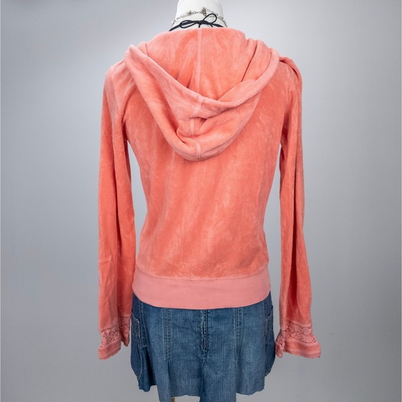 Juicy Couture Pink Terry Zip Hoodie Made in USA Y2K Medium - Picture 3 of 6